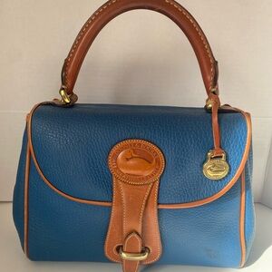 Vintage Dooney & Bourke French Blue and Tan Satchel - Rare